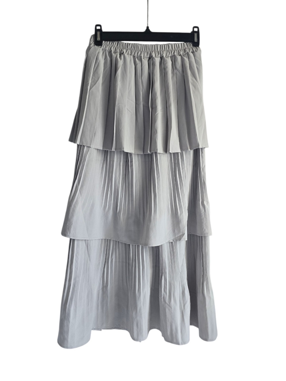 EARTH MUSIC & ECOLOGY Women’s Layered Pleated Maxi Skirt - Light Cool Gray